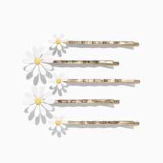 Daisy Hair Pins, Summer Flower Hair Clip, Yellow Flower-shaped Enamel Jewelry, Yellow Flower Hair Clip, Hypoallergenic Yellow Flower-shaped Jewelry, Gold Everything, Hair Slide, Luxury Women Fashion, Cross Patterns
