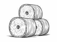 illustration of Easy Hay Bale Coloring Page