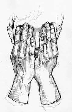 two hands covering their faces with their palms