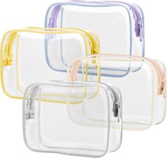 Amazon.com : PACKISM Clear Makeup Bag - 4 Pack TSA Approved Toiletry Bag Waterproof Quart Size Travel Bag, Clear Cosmetic Bag for Women, Clear Cosmetic Bags Carry on Airport Airline Compliant Bag, Rose Pink : Beauty & Personal Care Tsa Approved Toiletries, Clear Travel Bag, Clear Toiletry Bag, Clear Cosmetic Bag, Clear Makeup Bags, Travel Makeup, Toiletry Bags, Travel Toiletries, Makeup Cosmetics