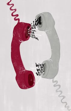 two phones are connected to each other with the same cord