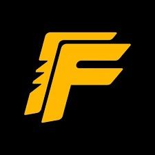 the f logo is shown on a black background
