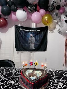 a birthday cake sitting on top of a table