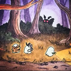 an image of some cartoon characters in the woods