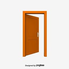 an orange open door with the words designed by phongtee on it's side