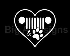 a heart and paw print on a black background