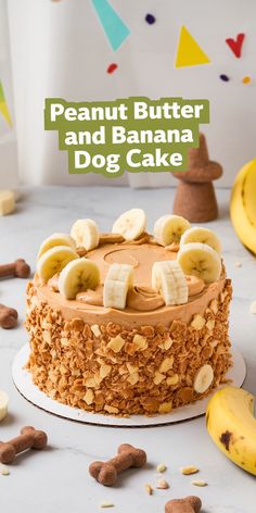 peanut butter and banana dog cake on a plate