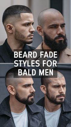 Hey there! Discover the top beard fade styles that perfectly complement a bald head. Whether you're rocking a grey beard or a bold full beard, I've got the styles that'll keep you looking sharp. Click through to explore and elevate your beard game today! Extended Goatee Beard Fade, Beard Styles For Bald Men, Bald Men With Beards Style, Beards For Bald Men, Extended Goatee Beard, Bald Fade With Beard, Faded Beard Bald Head, Bald With Beard Style, Bald Beard Combo
