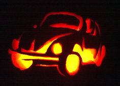 a car carved into the shape of a pumpkin