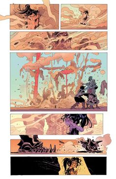 an image of some sort of comic strip with different scenes and colors on the page
