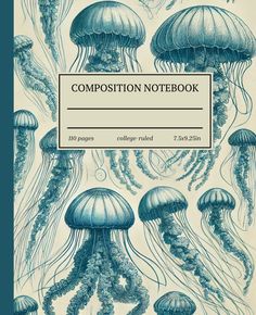 the composition notebook with blue jellyfishs on it