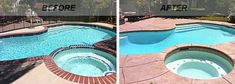 before and after pictures of a swimming pool