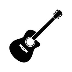 an acoustic guitar icon on a white background