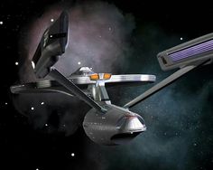 an artist's rendering of a space ship flying through the sky with stars in the background