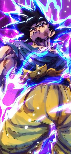 the dragon ball fighter is in action with his arms outstretched and eyes closed, as if he