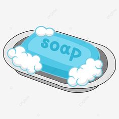 blue lettering soap clipart