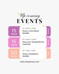 an event ticket with the words upcoming events on it