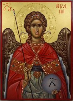 an icon of an angel holding a staff