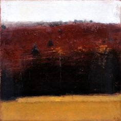 an abstract painting with red, yellow and black colors