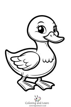 a cartoon duck with big eyes coloring page