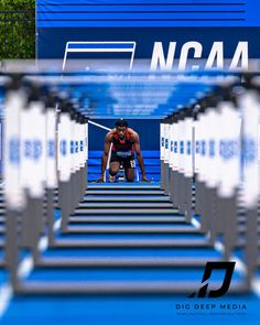 a man is kneeling down on some steps