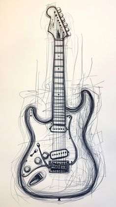 a drawing of an electric guitar