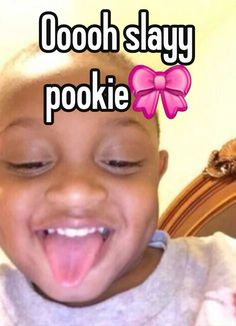 a young boy with his tongue out and the caption wooh slay pookie