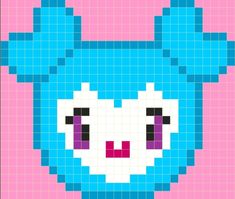the pixel art is designed to look like an animal with blue hair and pink eyes