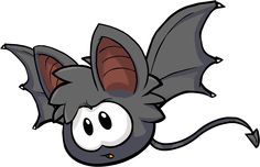 a cartoon bat flying through the air with it's wings spread out and eyes wide open