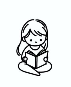 Book Picture Drawing Easy, Girl Studying Easy Drawing, Easy To Draw Book Characters, Reading A Book Drawing, Cute Book Drawing Easy, Reading Doodles Drawings, Person Reading A Book Drawing, Bookworm Drawing Easy, Reading Drawing Easy