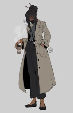 Journalist Oc, Detective Oc Art, Trench Coat Oc, Zilu Limbus, Clockpunk Soldier, Jia Qi Limbus, Spy Oc, Limbus Ocs, Black Oc Design
