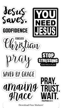 Christian Stickers Free Printable, Quotes For Mom Birthday, Bible Journal Stickers, Bible Stickers, Bible Journaling Printables, Quotes For Mom, God Sticker, Faith Stickers, Christian Stickers