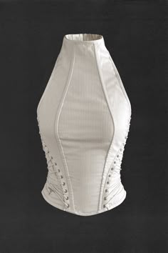 LACED HALTER TOP Elegant White Corset Style, Lace-up Corset Fashion, Stylish Evening Wear Inspiration, Wedding Guest Outfit Ideas, White Corset Top With Lace-up Design, Lace Up Styles, Futuristic Womens Clothing, Open Front Shirts, Baige Top