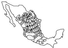 a drawing of the state of mexico with an eagle on it's back end