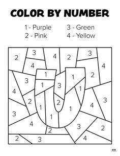 the color by number coloring page for kids to learn how to draw numbers and colors