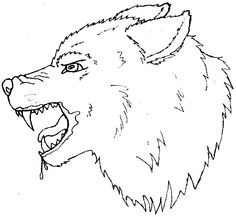 a wolf's head with its mouth open