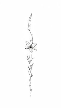 a black and white drawing of a flower with vines on it's back side