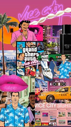 a collage of various images with the words vice city lights