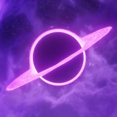 an image of a purple ring in the sky with clouds and stars around it,