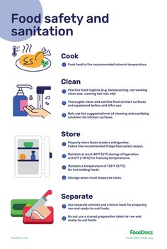 the food safety and sanitation guide is shown in this image, with instructions for how to use