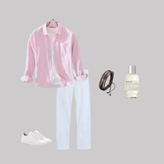 #pink #menswear #fashion How To Style A Pink Shirt, Pink Shirt Outfit For Men, Pink Shirt Combination Men, Pink Top Outfit Men, Men Pink And White Outfit, Pink And White Outfit Men, Pink And White Mens Outfit, Pink Clothes Men, Pink Outfit For Men