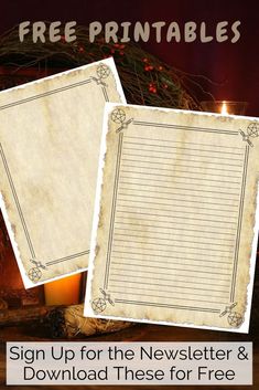 two old paper sheets with candles on them and the text, free printables sign up for
