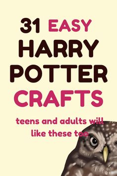 an owl with the title 31 easy harry potter crafts teens and adults will like these to do