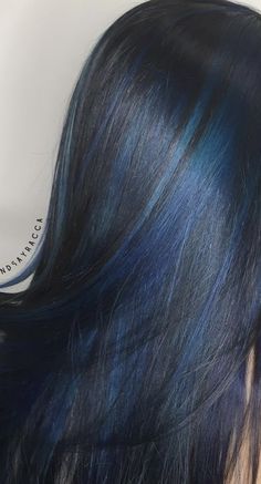 Navy Colored Hair, Balayage Dark Blue, Dark Blue Hair Faded, Highlights Hair Color Blue, Dark Blue Highlights With Black Hair, Blue Hair Gloss On Black Hair, Dark Blue Streaks Hair, Jet Black And Blue Hair, Navy Hair Dye