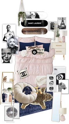 a collage of different items including bedding, pillows and pictures