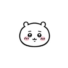 a white bear with pink cheeks and ears on it's face, drawn in black ink