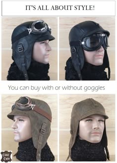 Aviator hat, leather steampunk cap motorcycle moto motobike helmet and goggles, flying pilot cap, military style WW2, black or old brown leather, for men and women.   FREE SHIPPING! Brown Leather Pilot Hat, Retro Leather Aviator Hat, Leather Pilot Helmet, Vintage Leather Pilot Helmet, Steampunk Pilot Hat, Aviator Helmet With Goggles, Vintage Pilot Helmet And Goggles, Steampunk Aviator Hat, Aviator Helmet And Goggles