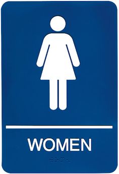 a blue sign with the words women on it and a white woman's silhouette
