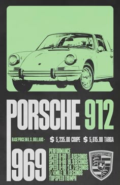 Porsche 912 poster Porsche Posters Vintage, Green Vintage Porsche Design, Green Car Poster, Green Porsche Poster, Classic Porsche Poster, Retro Porsche Racing Design, Porsche Aesthetic Poster, Vintage Porsche Race Poster, Retro Porsche Poster