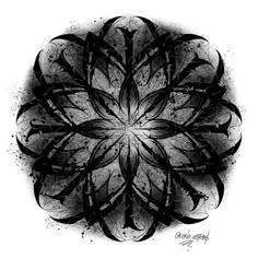 a black and white drawing of a flower